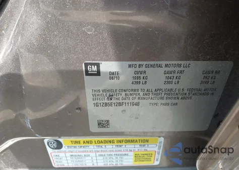 2011 Chevrolet Malibu Ls из США, поврежденный, VIN 1G1ZB5E12BF111948